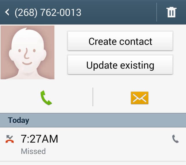 Call received early Saturday morning on my Verizon mobile device