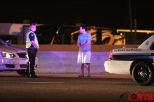 Driver undergoing sobriety testing