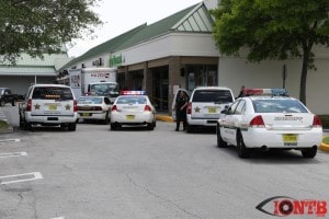 Scene at the Grow Financial Federal Credit Union shortly after the bank robbery Friday afternoon