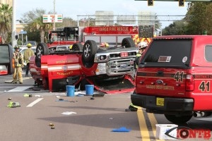 Overturned Clearwater Fire & Rescue at Seminole Blvd and East Bay Drive