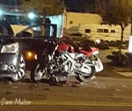 Motorcycle heavily damaged after collision with vehicle at MLK and 62nd Ave in St. Petersburg