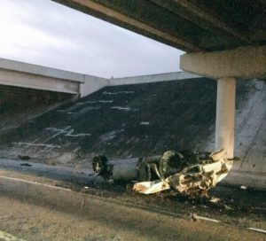 Aftermath of fiery crash that killed three early Sunday morning